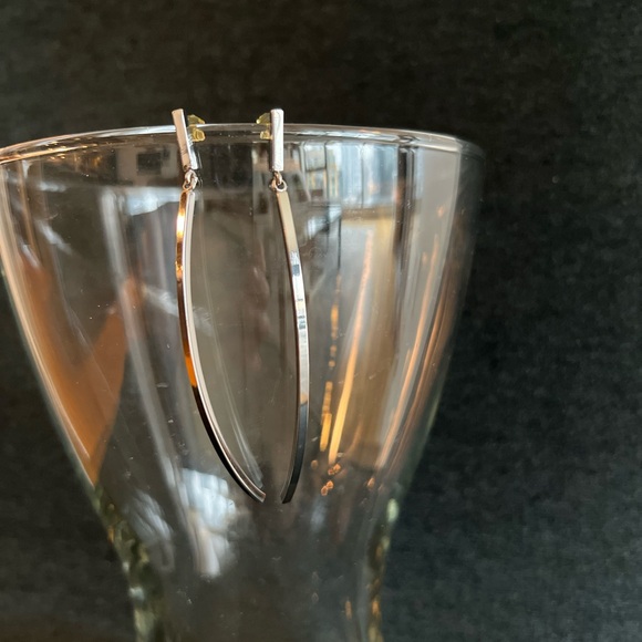 BCBG MaxAzria Stainless Steel Curved Vertical Bar Dangle Earrings with post back - Picture 12 of 13